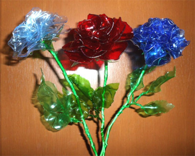 цветы розы из пластиковых бутылок, поделки цветы розы из бутылок, фото поделки цветы розы из бутылок