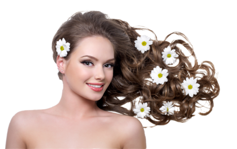 Девушки и цветы в волосах